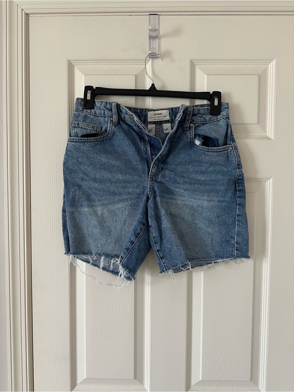 Cotton On Light Blue Frayed High-Rise Denim Shorts